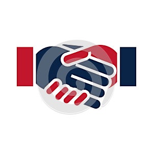 United States elections, candidates handshake, political election campaign flat icon design