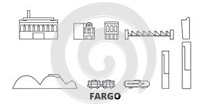 United States, Fargo line travel skyline set. United States, Fargo outline city vector illustration, symbol, travel