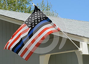 United States flag with blue line