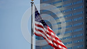 United States Flag in the financial district of Dallas