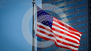 United States Flag in the financial district of Dallas
