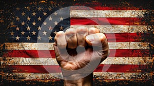 United States Flag with Fist - AI Generated Image