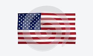 United States Flag Icon. Official USA flag waving in the wind. US symbol. Sign isolated on white background. 3d icon