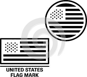 United States Flag Icon Set - Black and White