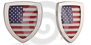 United States flag shield symbol isolated on white background. 3