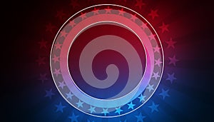 United States Flag Style Patriotic Circle Frame Background. Modern United States Patriotic Free Space Banner with Stars