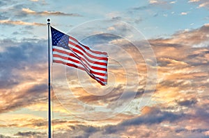 United States Flag sundown