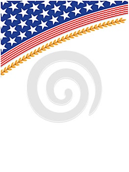 United States flag symbols with a golden laurel branch corner border