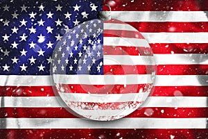 United states flag view through glass Christmas bal