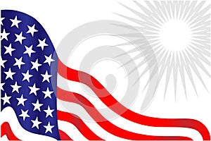 United States flag wave corner border design template.