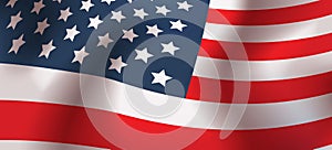 United States Flag Waving Horizontal Banner