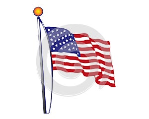 United States flag with waving wind