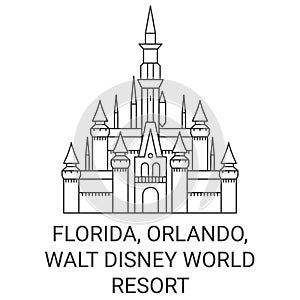 United States, Florida, Orlando, Walt Disney World Resort travel landmark vector illustration photo