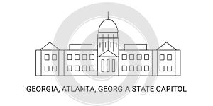 United States, Georgia, Atlanta, Georgia State Capitol, travel landmark vector illustration