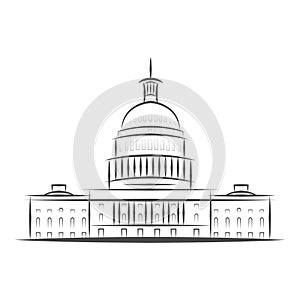 United States Government icon. Capitol building logo. Premium design. Vector thin line icon isolated on white background photo