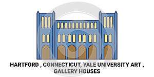 United States, Hartford , Connecticut, Yale University Art , Gallery Houses travel landmark vector illustration