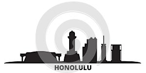 United States, Honolulu city skyline isolated vector illustration. United States, Honolulu travel black cityscape