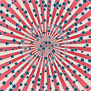 United States Independence Day 4th of July or Memorial Day banner. Retro patriotic vector illustration. Concentric stripes and