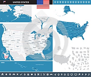 United States - infographic map - illustration