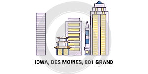 United States, Iowa, Des Moines, 80 Grand, travel landmark vector illustration