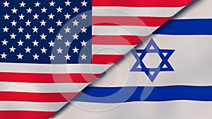 United States Israel national flags. News, reportage, business background. 3D illustration