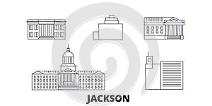 United States, Jackson line travel skyline set. United States, Jackson outline city vector illustration, symbol, travel