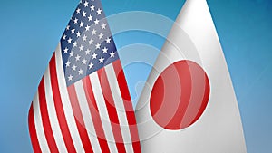 United States and Japan two flags