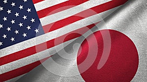 United States and Japan two flags textile cloth, fabric texture