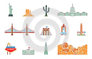 United States - landmark icon set