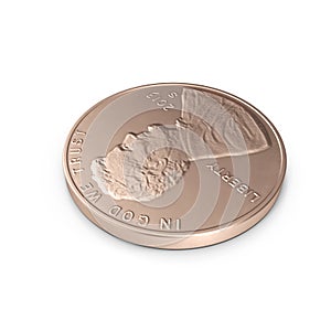 United States Lincoln Penny isolated over white. 3D illustration, clipping path