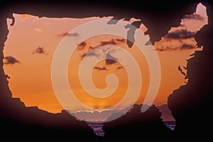 United States mainland with sunset sky photo