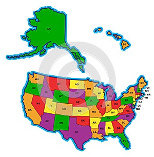 United States Map in Color