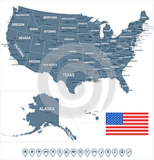 United States - map and flag illustration