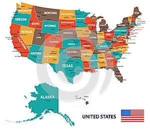 United States - map and flag illustration