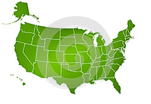 United states map green,America isolated