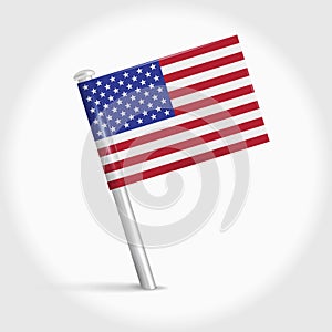 United States map pin flag. 3D realistic vector illustration