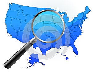 United States Map Under Magnifying Glass