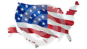 United States map on USA flag gradient background. 3d United States American Flag. US American Flags Close Up. US US Flag Motion