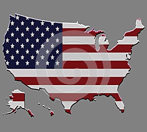 United States map vector with the american flag