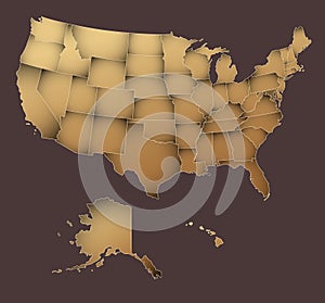 United States map - vintage styled