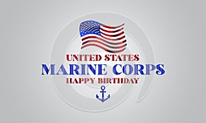 United States Marine Corps Happy Birthday Stylish Text With Usa Flag illustration Design