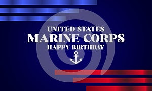 United States Marine Corps Happy Birthday Stylish Text With Usa Flag illustration Design