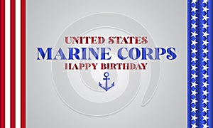 United States Marine Corps Happy Birthday Stylish Text With Usa Flag illustration Design