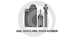 United States, Maryland, Inner Harbor, travel landmark vector illustration