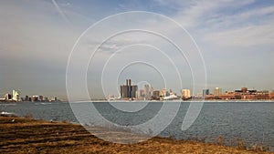 Detroit and Windsor Riverfront View photo
