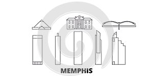 United States, Memphis line travel skyline set. United States, Memphis outline city vector illustration, symbol, travel