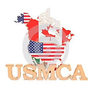 United States Mexico Canada Agreement, USMCA concept. 3D rendering photo