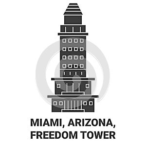 United States, Miami, Arizona, Freedom Tower travel landmark vector illustration