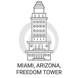 United States, Miami, Arizona, Freedom Tower travel landmark vector illustration