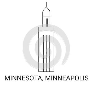 United States, Minnesota, Minneapolis travel landmark vector illustration